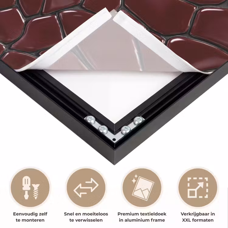 Mozaïek - Tegel - Bordeauxrood Textielframe zwart klein 947 -USP_closeupNL
