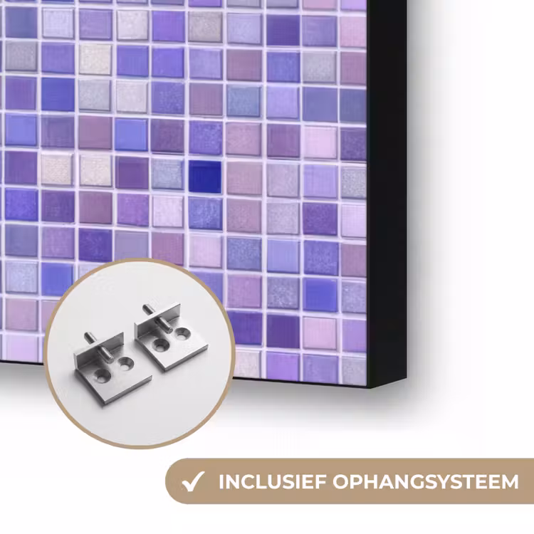 Mozaïek - Tegels - Lila - Amethist Textielframe zwart klein 947 -USP_ophangsysteemNL