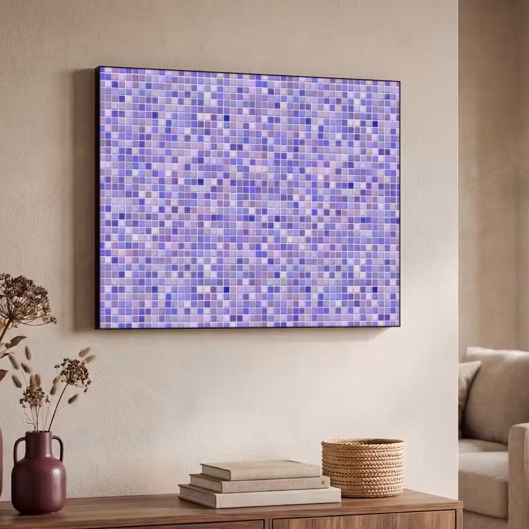 Mozaïek - Tegels - Lila - Amethist Textielframe zwart klein 947 -sfeer3