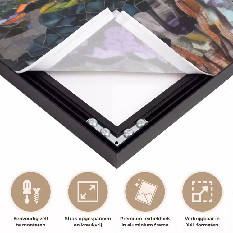 Mozaïek - Walvis - Koraal - Water Textielframe zwart klein -USP_feed_closeupNL