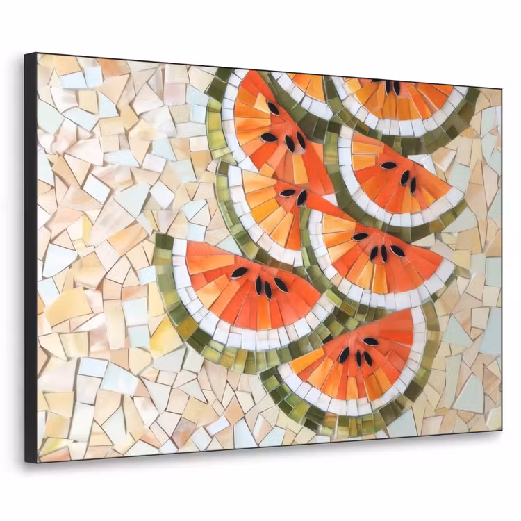 Mozaïek - Watermeloen - Rood - Pitten Textielframe - compleet frame klein -3d