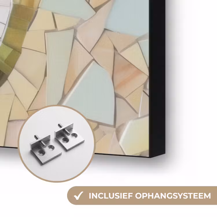 Mozaïek - Watermeloen - Rood - Pitten Textielframe zwart klein -USP_ophangsysteemNL