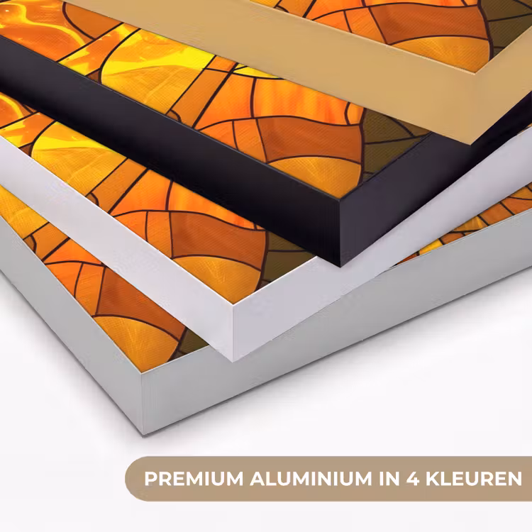 Mozaïek - Zon - Geel - Cirkel Textielframe zwart klein -USP_kleurenNL