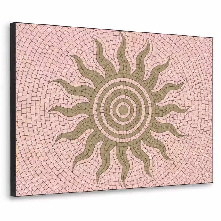 Mozaïek - Zon - Patroon - Klassiek - Roze Textielframe zwart klein -3d