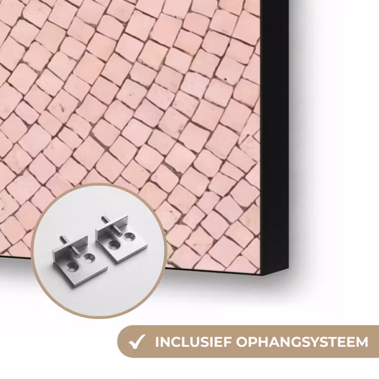 Mozaïek - Zon - Patroon - Klassiek - Roze Textielframe zwart klein -USP_ophangsysteemNL