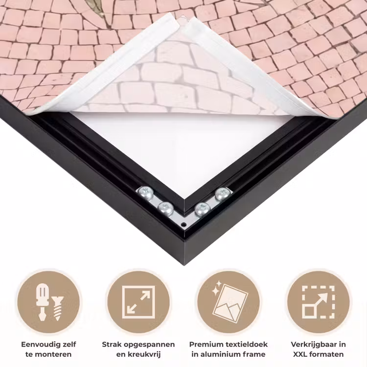 Mozaïek - Zon - Patroon - Klassiek - Roze Textielframe zwart klein -USP_feed_closeupNL