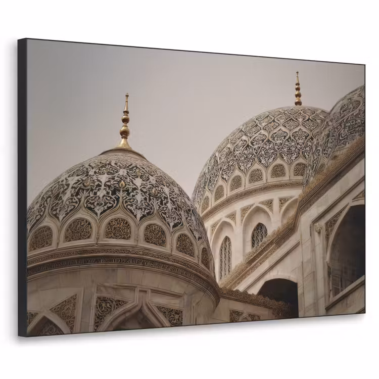Mozaïekkoepels - Gouden spitsen - Islamitisch Textielframe - compleet frame klein -3d