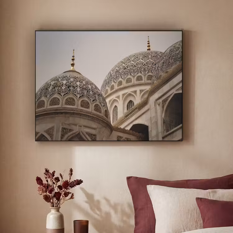 Mozaïekkoepels - Gouden spitsen - Islamitisch Textielframe zwart klein -sfeer1