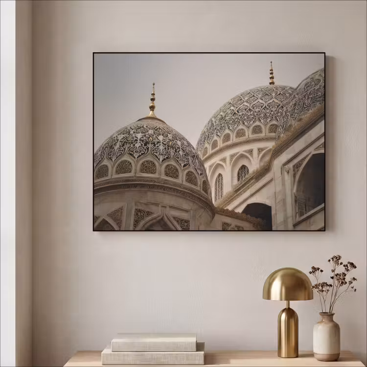 Mozaïekkoepels - Gouden spitsen - Islamitisch Textielframe zwart klein -sfeer2