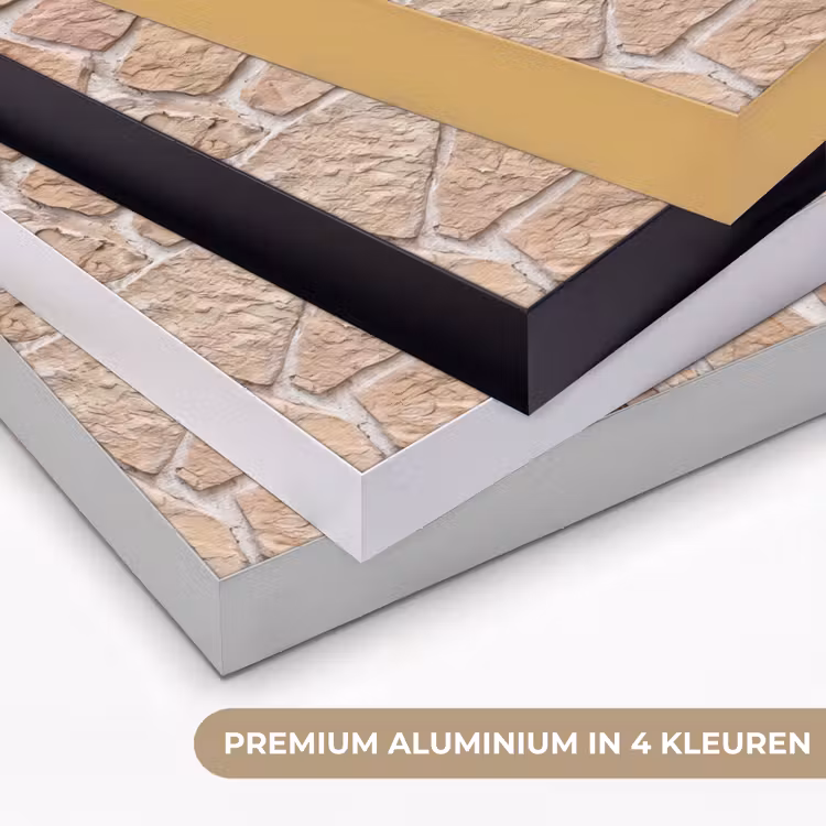 Muur - Steen - Patroon - Rustiek - Beige Textielframe zwart klein -USP_kleurenNL