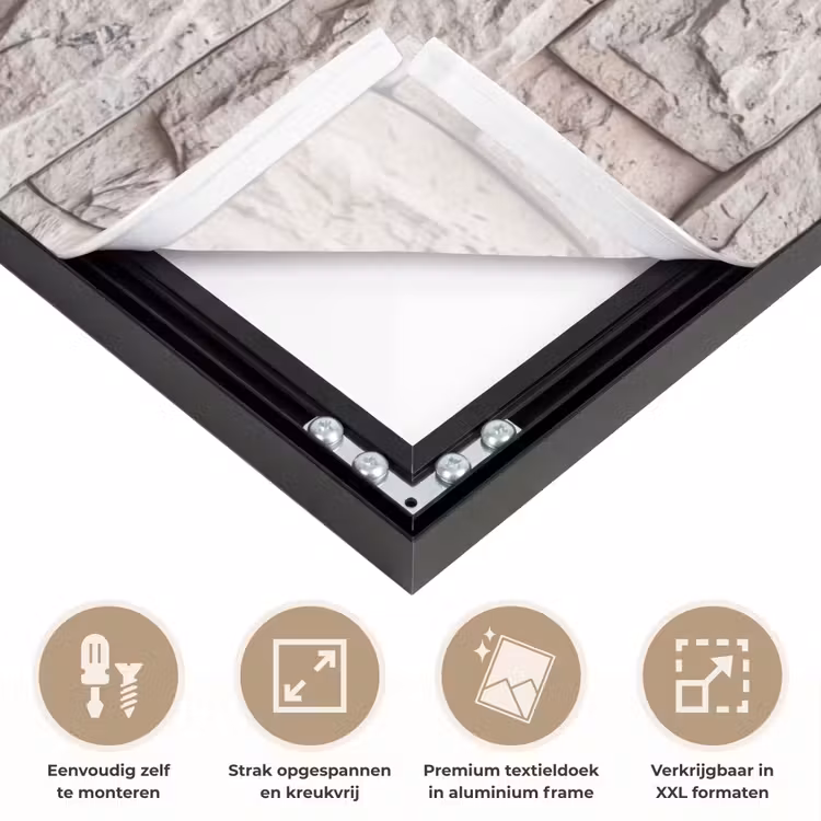 Muur - Steen - Ruw - Beige - Textuur Textielframe zwart klein -USP_feed_closeupNL