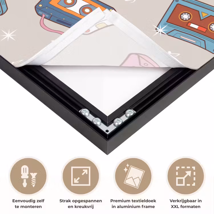 Muziek - Cassette - Patroon Textielframe zwart klein 947 -USP_feed_closeupNL