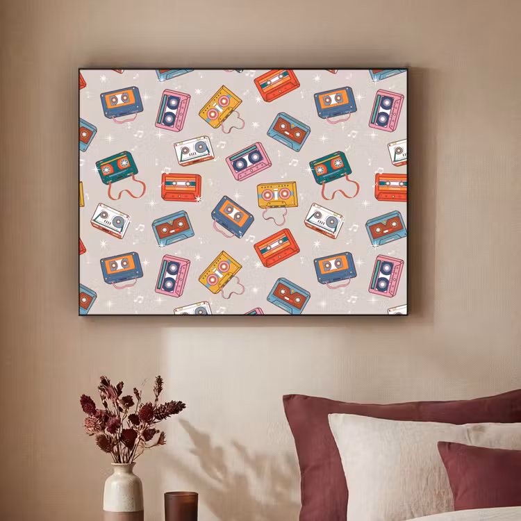 Muziek - Cassette - Patroon Textielframe zwart klein 947 -sfeer1