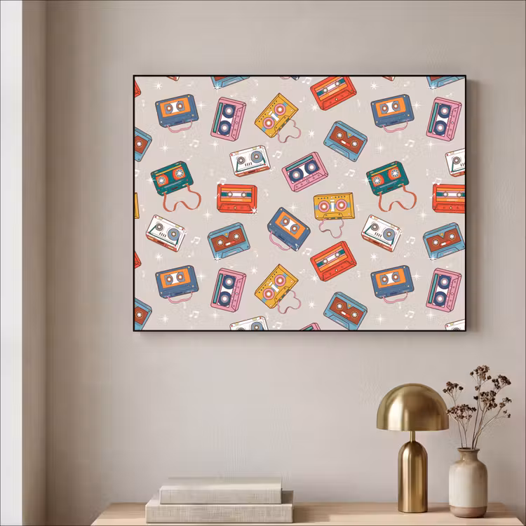 Muziek - Cassette - Patroon Textielframe zwart klein 947 -sfeer2