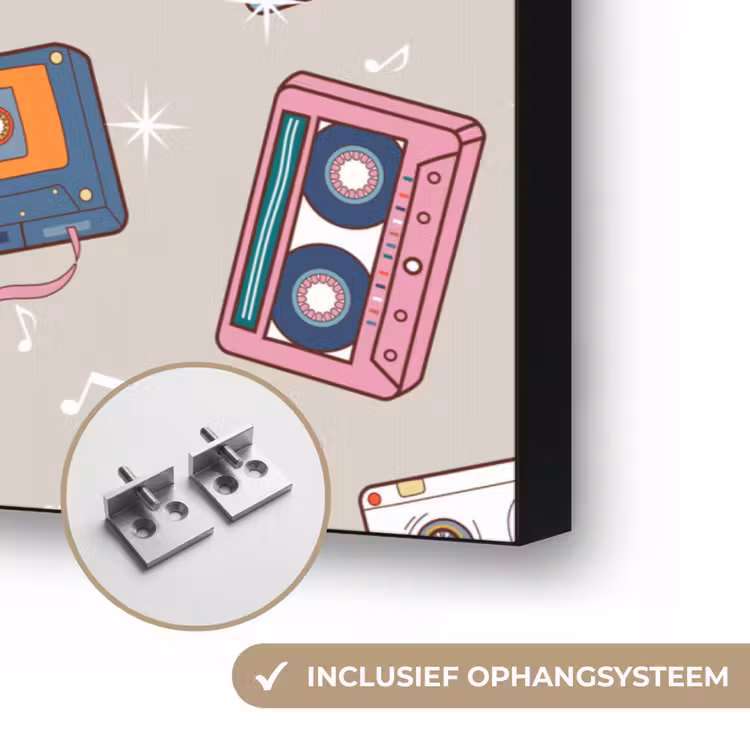 Muziek - Cassette - Patroon Textielframe zwart klein 947 -USP_ophangsysteemNL