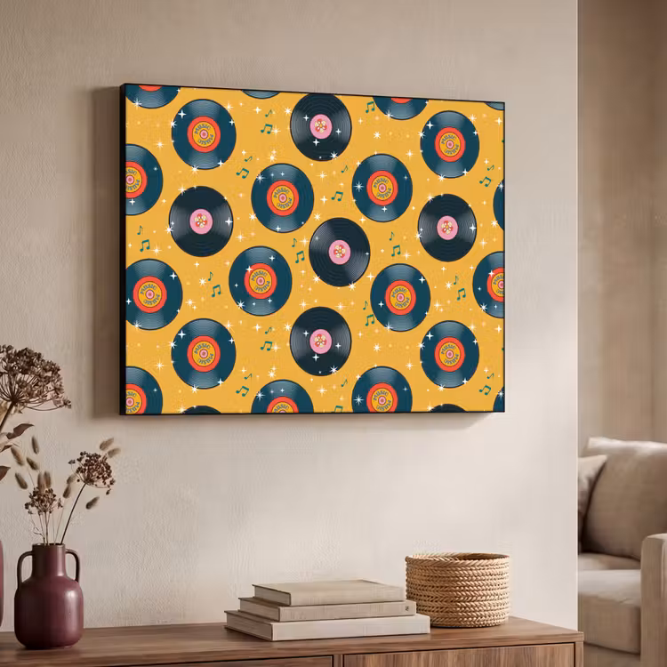 Muziek - Patroon - Geel Textielframe - compleet frame klein 947 -sfeer3
