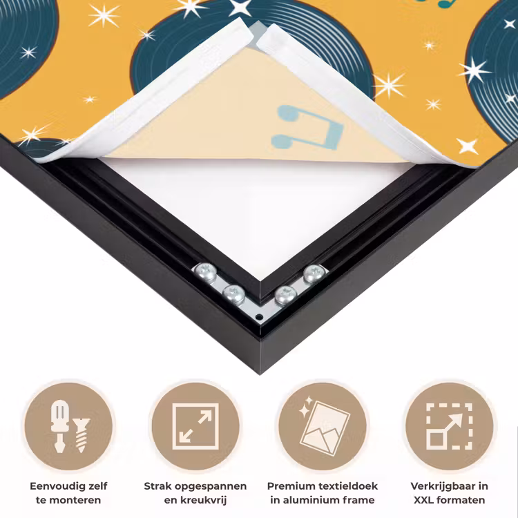 Muziek - Patroon - Geel Textielframe zwart klein 947 -USP_feed_closeupNL