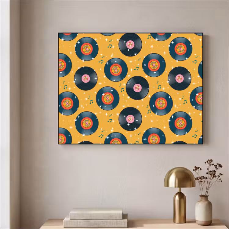 Muziek - Patroon - Geel Textielframe - compleet frame klein 947 -sfeer2