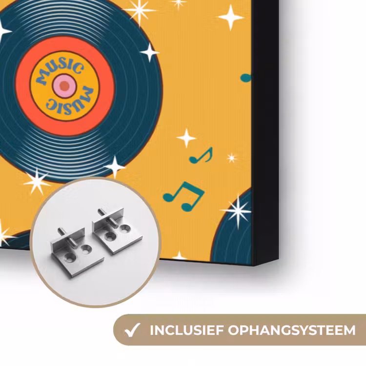 Muziek - Patroon - Geel Textielframe zwart klein 947 -USP_ophangsysteemNL