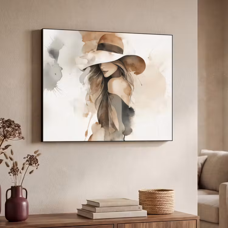 Mysterieus - Vrouw - Sepia Textielframe - compleet frame klein -sfeer3