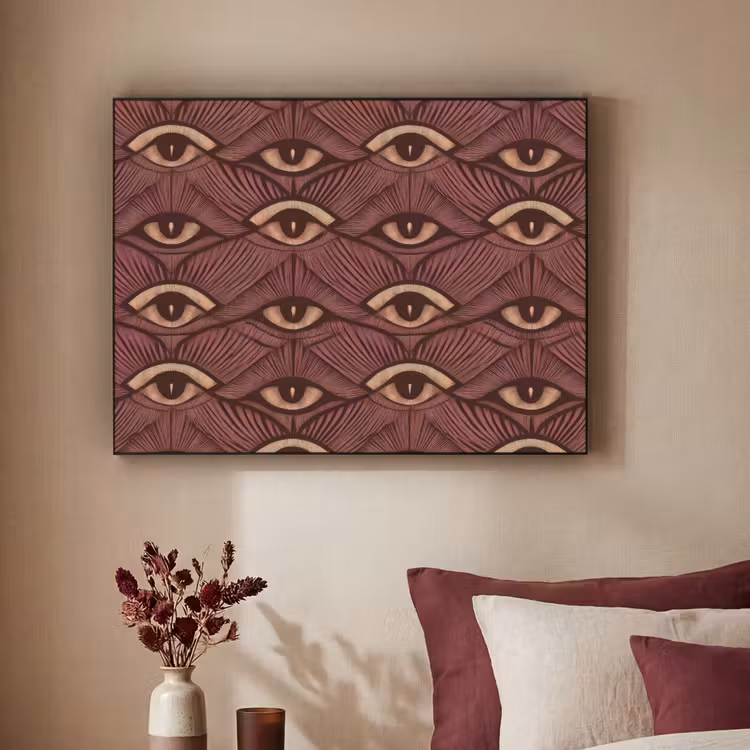 Mystiek - Ogen - Bruin Textielframe zwart klein 947 -sfeer1