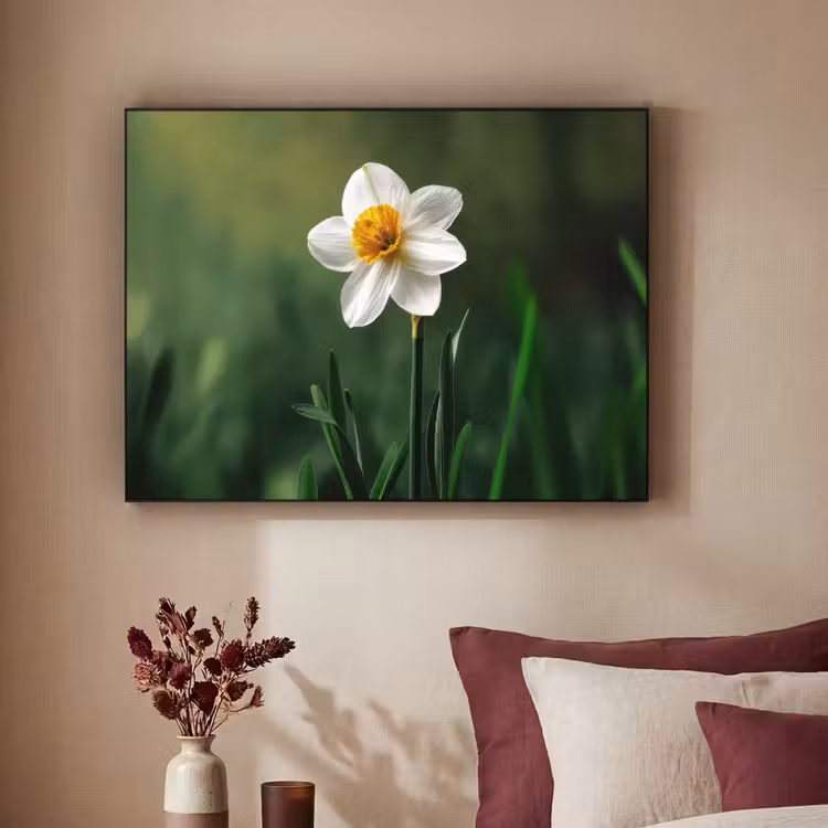Narcis - Bloem - Wit - Grassprieten Textielframe zwart klein -sfeer1