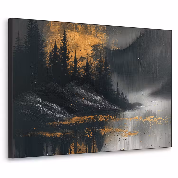 Natuur - Abstract - Landschap - Modern Textielframe zwart klein -3d