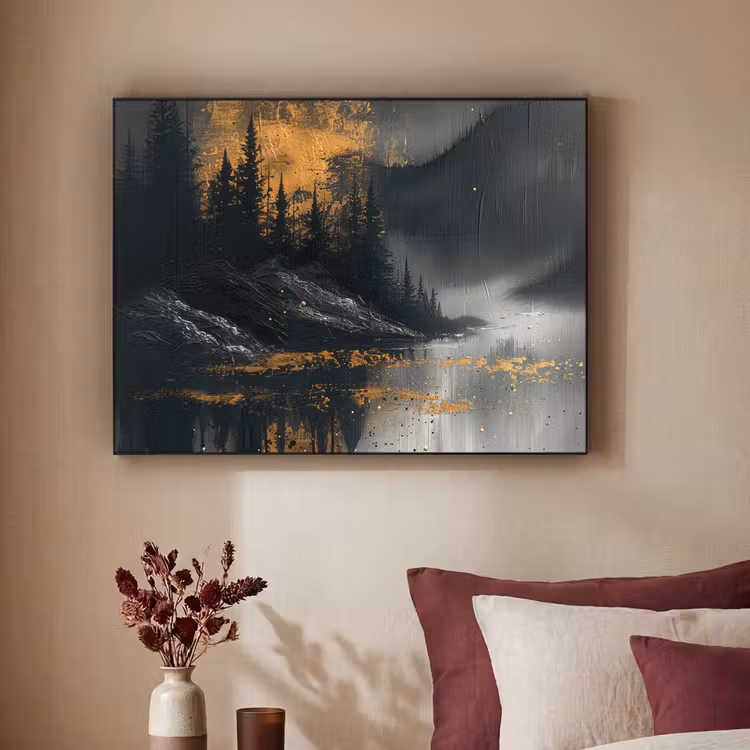 Natuur - Abstract - Landschap - Modern Textielframe zwart klein -sfeer1