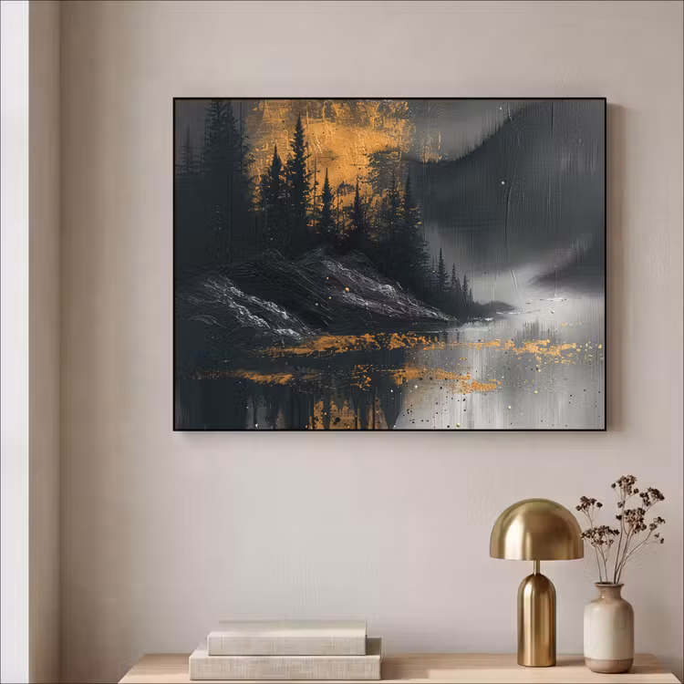 Natuur - Abstract - Landschap - Modern Textielframe - compleet frame klein -sfeer2