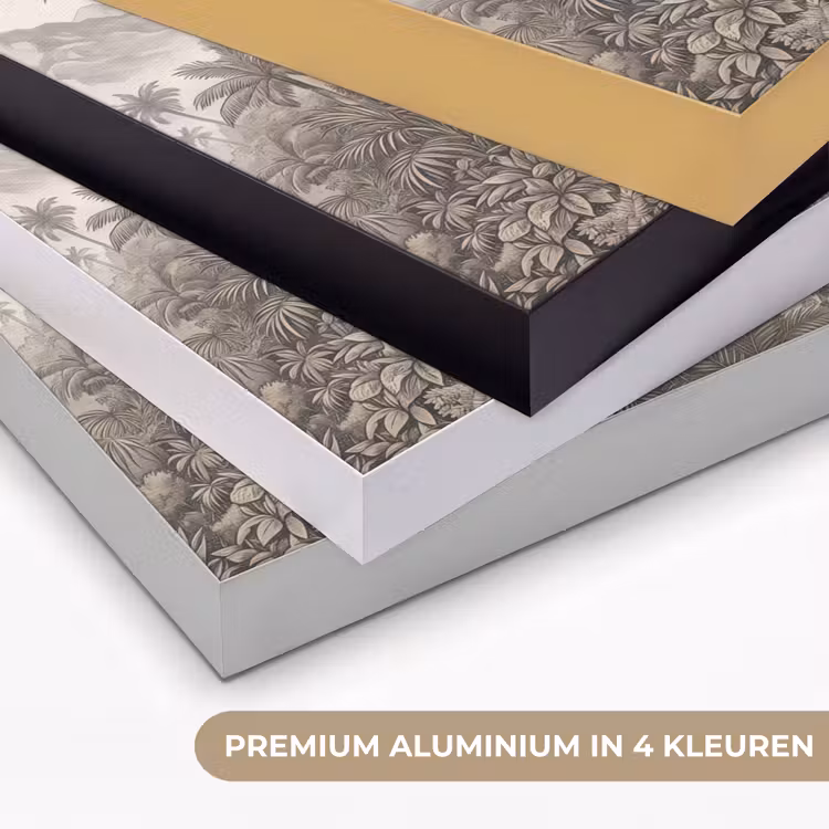 Natuur - Bergen - Rivier - Tropisch - Vintage Textielframe zwart klein -USP_kleurenNL