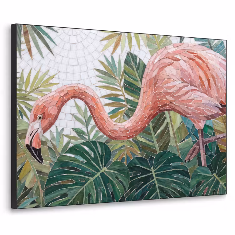 Natuur - Bladeren - Abstract - Groen - Vogel Textielframe zwart klein -3d