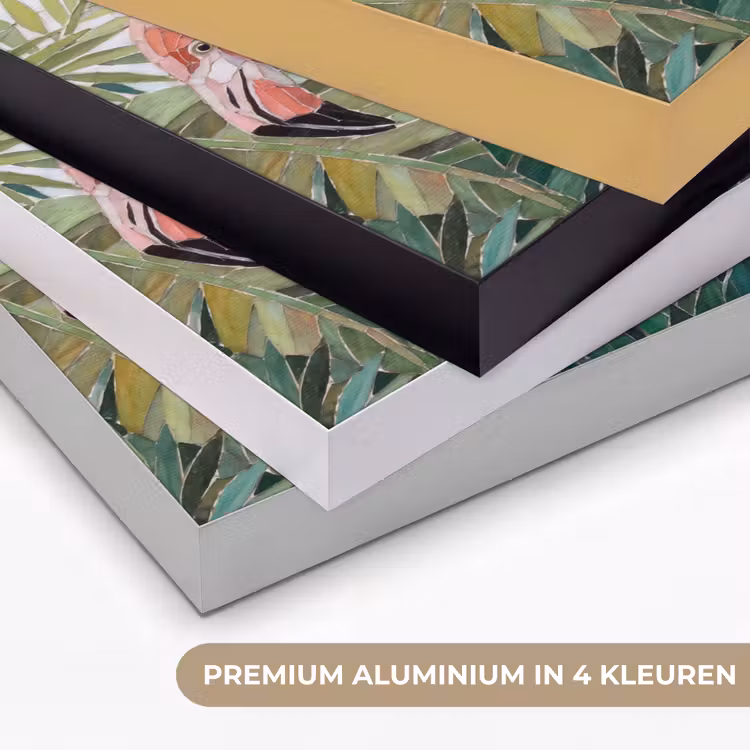 Natuur - Bladeren - Abstract - Groen - Vogel Textielframe zwart klein -USP_kleurenNL