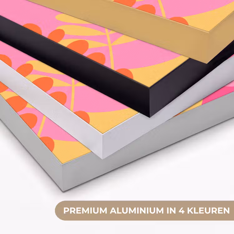Natuur - Bladeren - Abstract - Roze - Geel Textielframe zwart klein -USP_kleurenNL