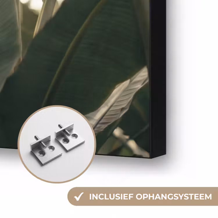 Natuur - Bladeren - Groen - Tropisch - Detail Textielframe zwart klein -USP_ophangsysteemNL