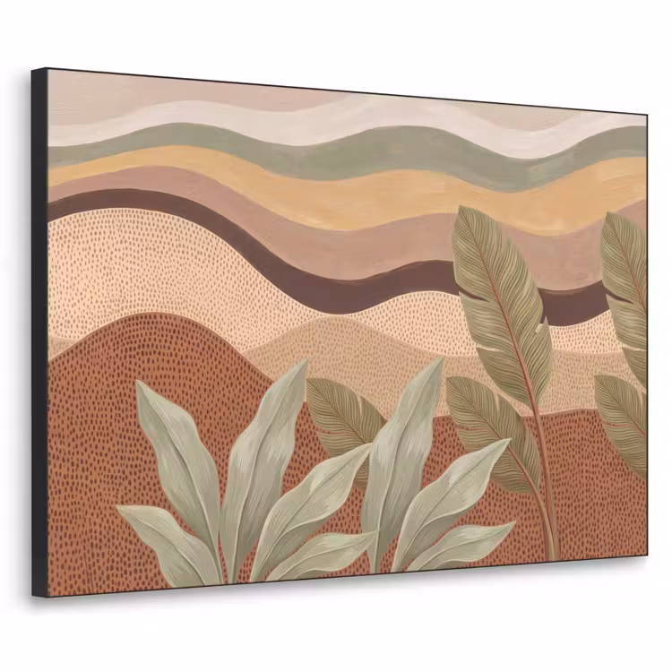 Natuur - Bladeren - Landschap - Abstract - Aardetinten Textielframe zwart klein -3d