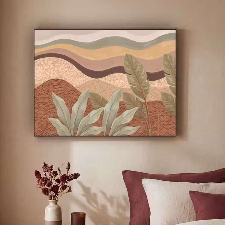 Natuur - Bladeren - Landschap - Abstract - Aardetinten Textielframe zwart klein -sfeer1