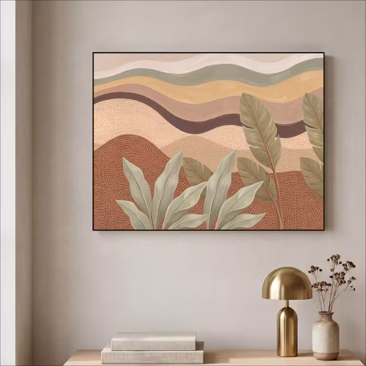 Natuur - Bladeren - Landschap - Abstract - Aardetinten Textielframe zwart klein -sfeer2