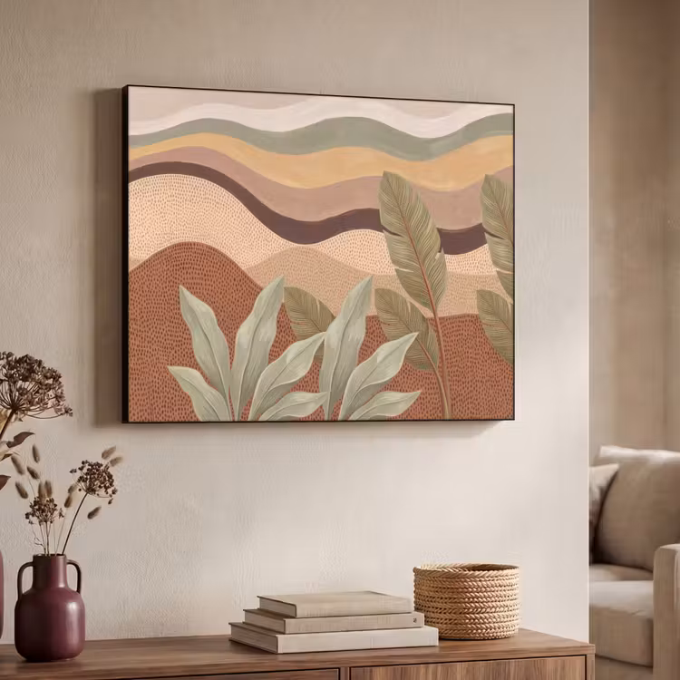 Natuur - Bladeren - Landschap - Abstract - Aardetinten Textielframe zwart klein -sfeer3