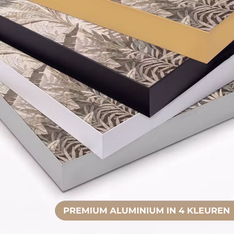 Natuur - Bladeren - Landschap - Mozaïek - Beige Textielframe zwart klein -USP_kleurenNL