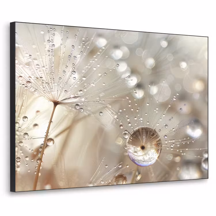 Natuur - Bloemen - Druppels - Regen Textielframe zwart klein -3d