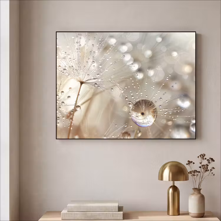 Natuur - Bloemen - Druppels - Regen Textielframe zwart klein -sfeer2