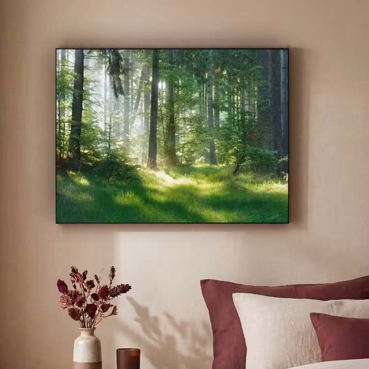 Natuur - Bomen - Bos - Groen - Zon - Gras - Planten Textielframe zwart klein -sfeer1