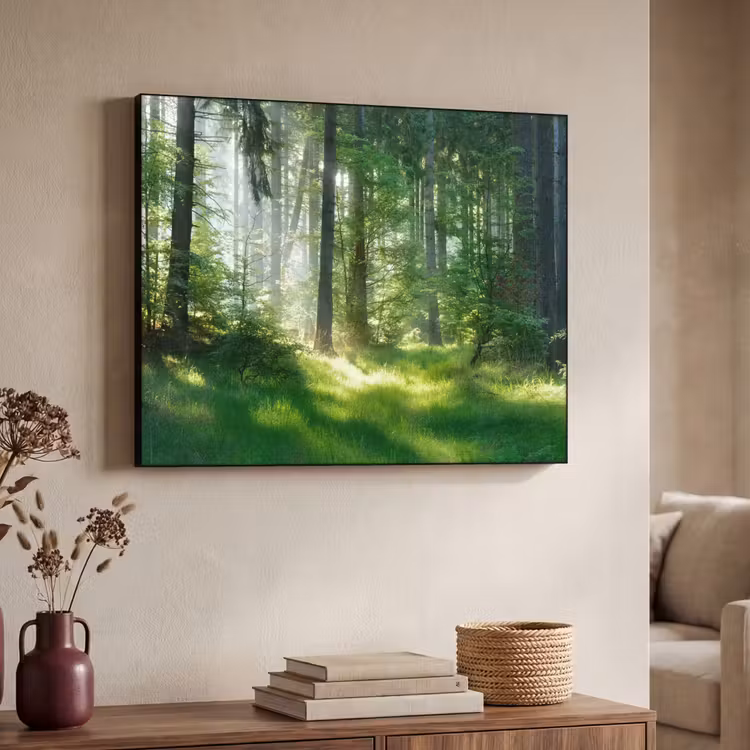 Natuur - Bomen - Bos - Groen - Zon - Gras - Planten Textielframe zwart klein -sfeer3