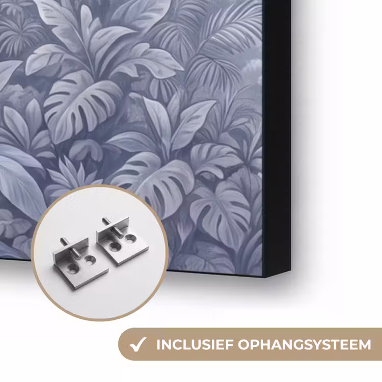 Natuur - Boom - Tropisch - Landschap - Blauw Textielframe zwart klein -USP_ophangsysteemNL