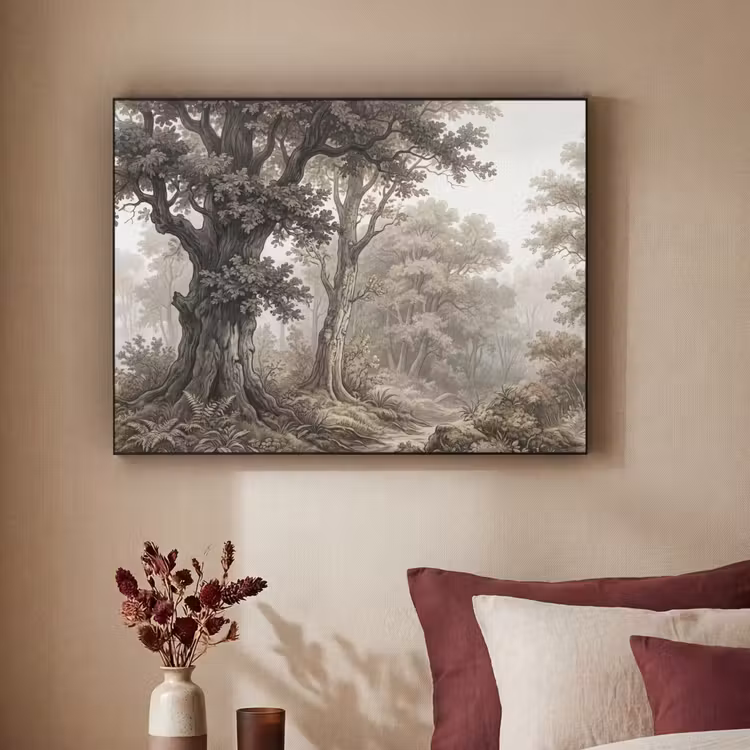 Natuur - Bos - Eik Textielframe zwart klein -sfeer1