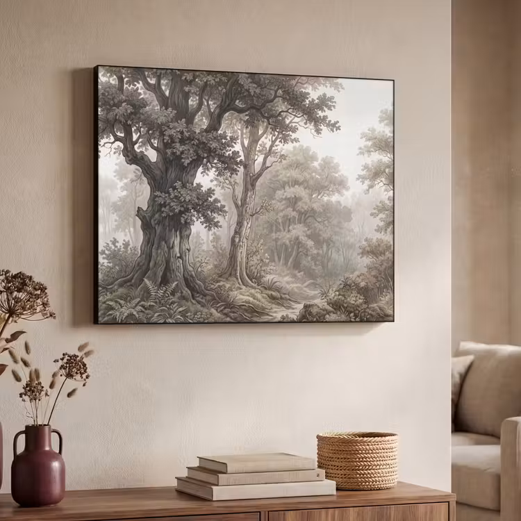Natuur - Bos - Eik Textielframe zwart klein -sfeer3