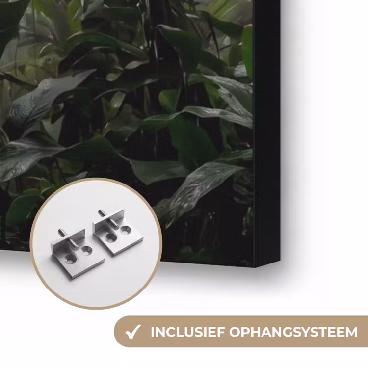 Natuur - Jungle - Mist - Groen - Bladeren Textielframe zwart klein -USP_ophangsysteemNL