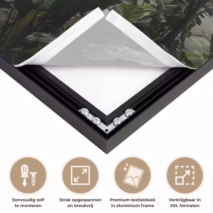 Natuur - Jungle - Mist - Groen - Bladeren Textielframe zwart klein -USP_feed_closeupNL