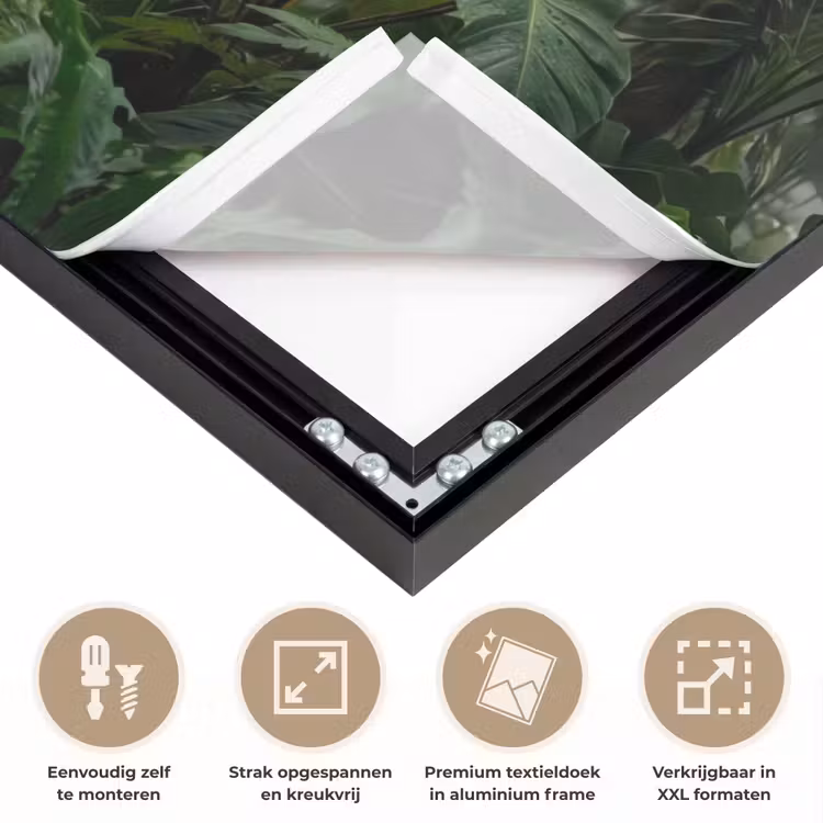 Natuur - Jungle - Mist - Tropisch - Groen Textielframe zwart klein -USP_feed_closeupNL