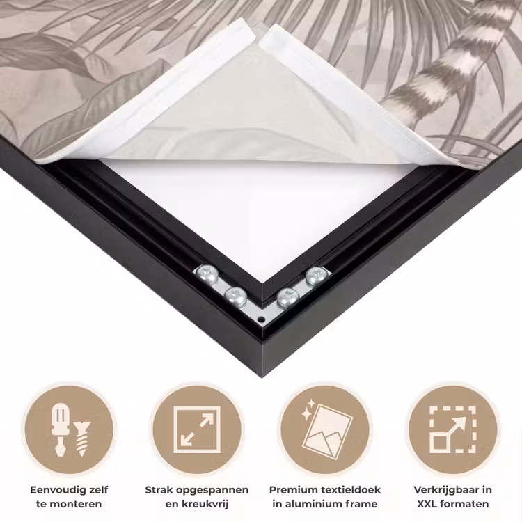 Natuur - Jungle - Ringstaartmaki - Bruin Textielframe zwart klein -USP_feed_closeupNL